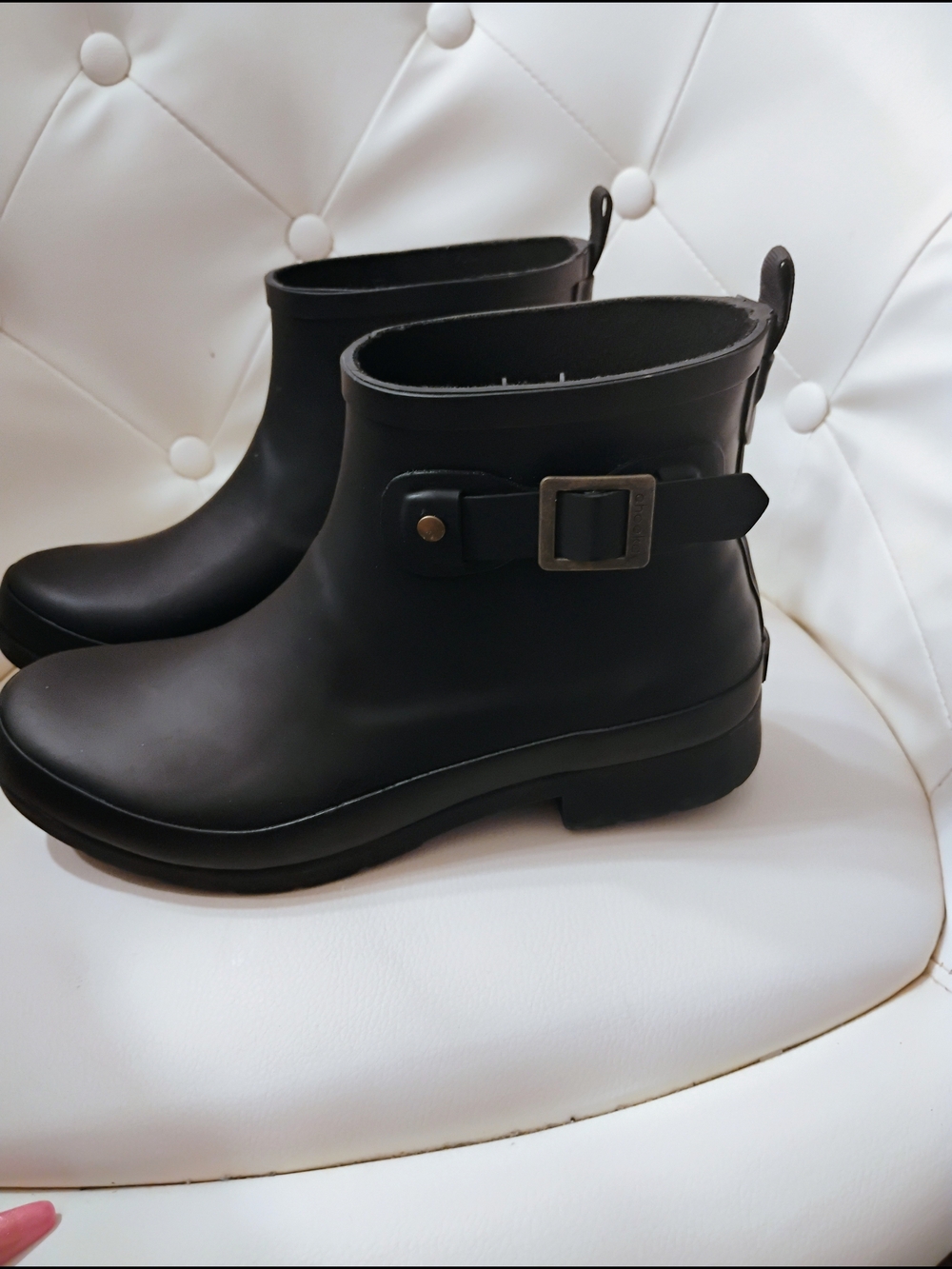 chooka Matte Black Ankle Rain Boot with Buckle